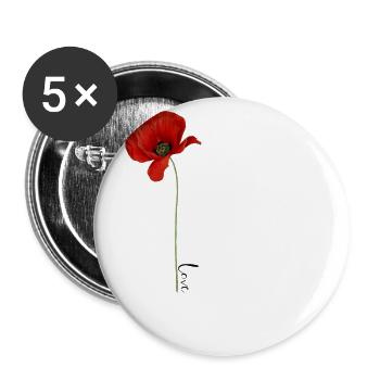 Poppy love - Buttons large 2.2''/56 mm (5-pack) - white - Front