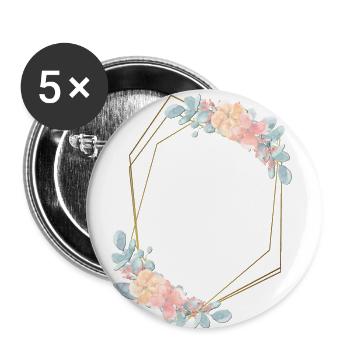 flower_bouquet_7b - Buttons groß 56 mm (5er Pack) - Weiß - Vorne