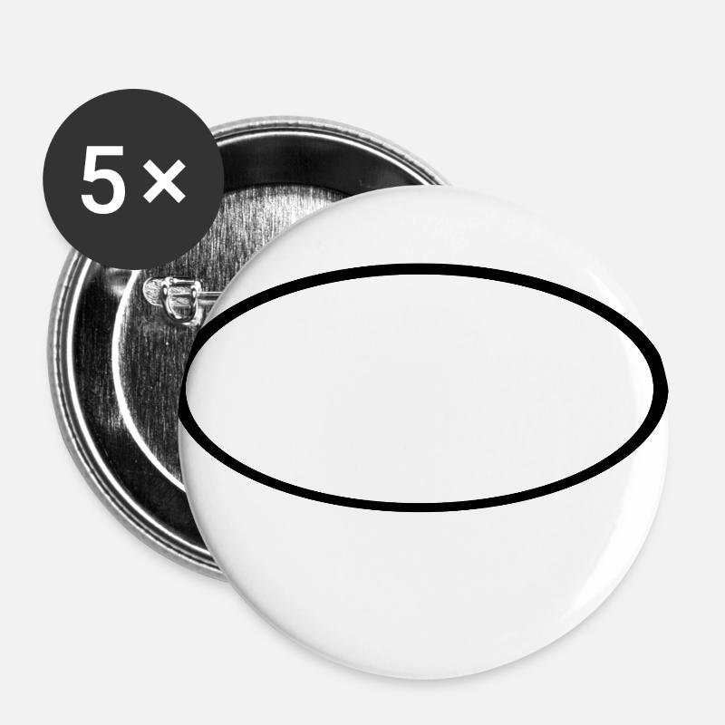 Black oval - Buttons large 2.2''/56 mm (5-pack) - white