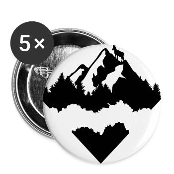 Mountains, Forest and Ibex Triangle - Buttons large 2.2''/56 mm (5-pack) - white - Front