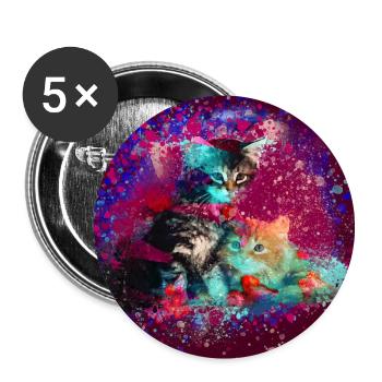 cats, colorful, painting, watercolor, graffiti, kitten - Buttons large 2.2''/56 mm (5-pack) - white - Front