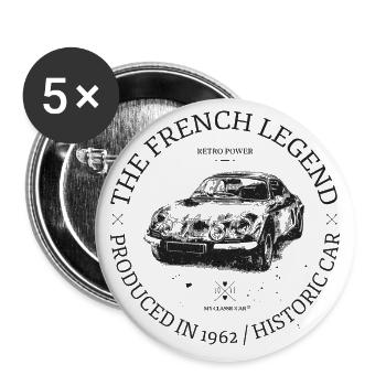 Alpine A110 - Lot de 5 grands badges (56 mm) - blanc - Devant