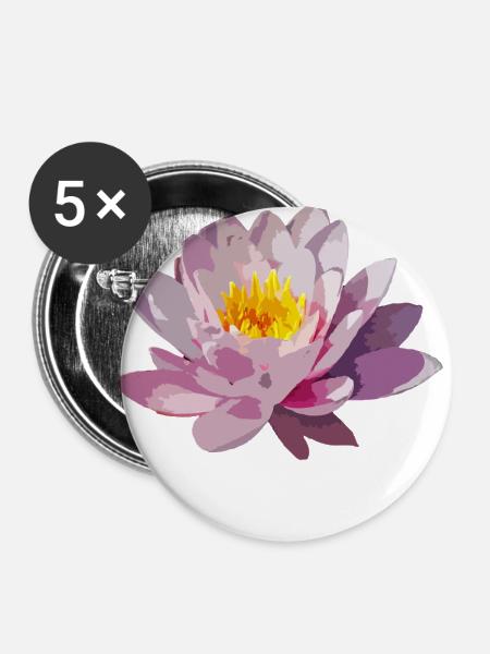 Lotus-Blüte - Buttons groß 56 mm (5er Pack) - Weiß