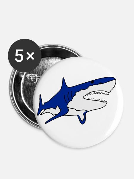 Hai - Buttons groß 56 mm (5er Pack) - Weiß