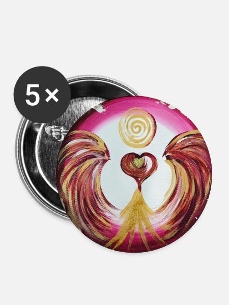 Herzengel des Selbstwertes - Buttons groß 56 mm (5er Pack) - Weiß