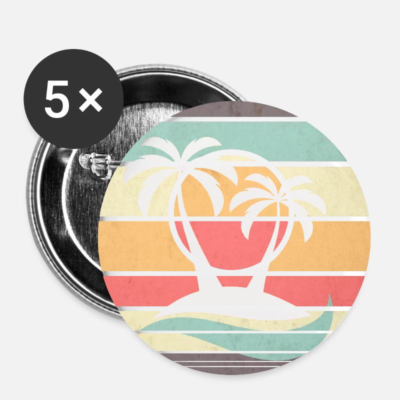 Retro beach - Buttons large 2.2''/56 mm (5-pack) - white