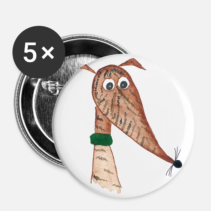 Greyhound red brindle - Buttons large 2.2''/56 mm (5-pack) - white