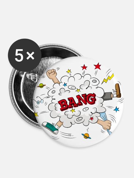 BANG! - Buttons groß 56 mm (5er Pack) - Weiß