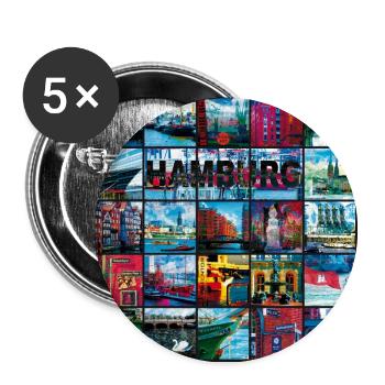 03 Faszination Hamburg Collage - Margarita-Art - Buttons groß 56 mm (5er Pack) - Weiß - Vorne