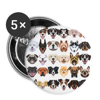 Illustration - Beaucoup de chiens riants et jolis - Lot de 5 grands badges (56 mm) - blanc - Devant
