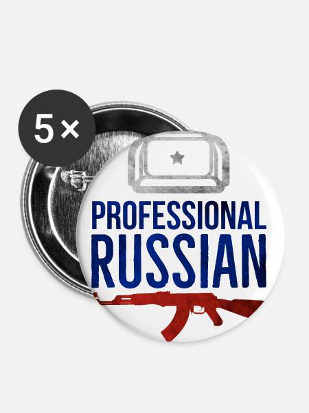 Professional Russian - Buttons groß 56 mm (5er Pack) - Weiß