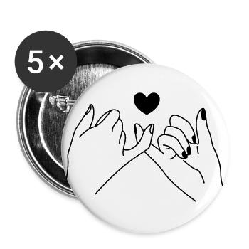 mains - Lot de 5 grands badges (56 mm) - blanc - Devant