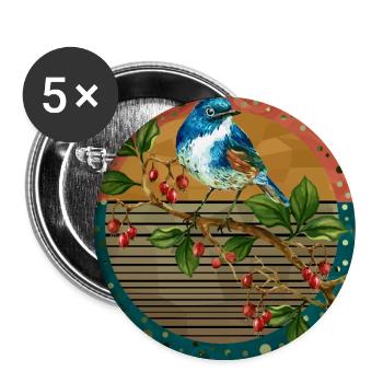 Oiseau - Lot de 5 grands badges (56 mm) - blanc - Devant