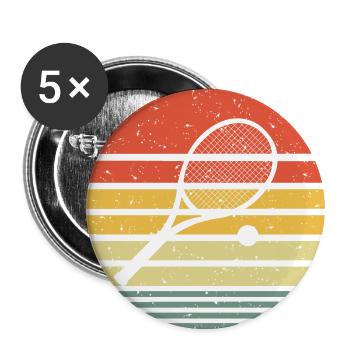 Tennis vintage rétro - Lot de 5 grands badges (56 mm) - blanc - Devant