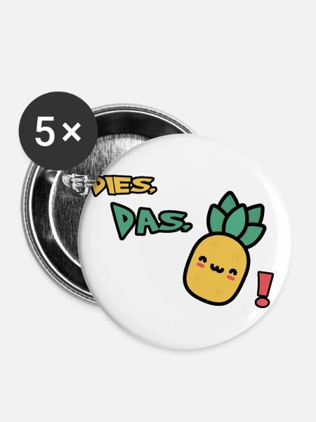 Dias Das Ananas - Buttons groß 56 mm (5er Pack) - Weiß