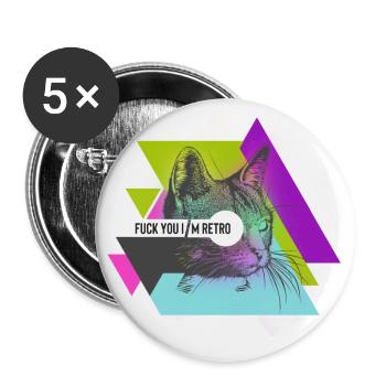 Fuck you i am retro - Buttons large 2.2''/56 mm (5-pack) - white - Front