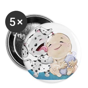 Dalmatian with baby - Buttons large 2.2''/56 mm (5-pack) - white - Front