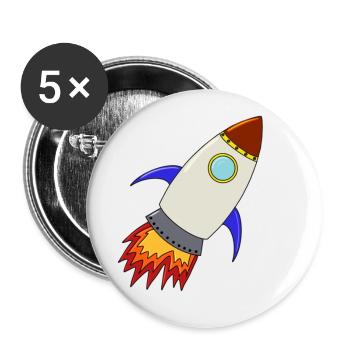 Rakete - Buttons groß 56 mm (5er Pack) - Weiß - Vorne