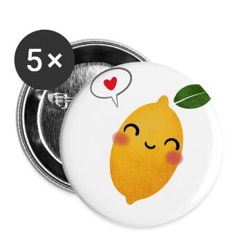 HAPPY LEMON - Buttons large 2.2''/56 mm (5-pack) - white - Front