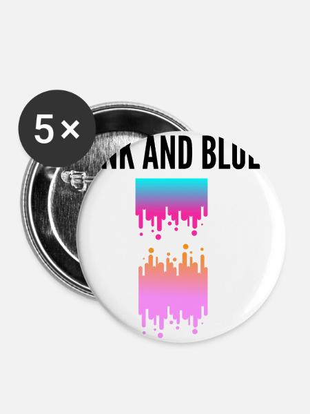 ROSA UND BLAU - Buttons groß 56 mm (5er Pack) - Weiß