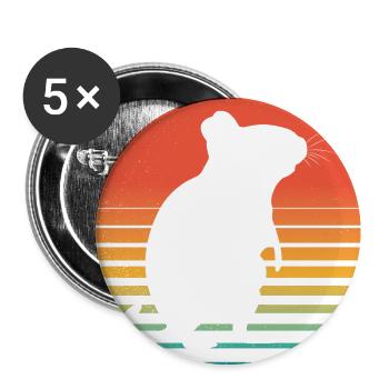 Degus | Funny Degu | Vintage Retro Sun - Buttons large 2.2''/56 mm (5-pack) - white - Front