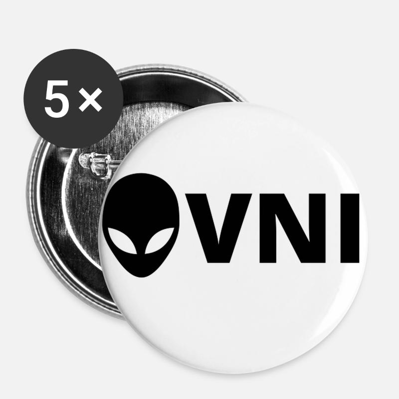Alien ufo - Buttons large 2.2''/56 mm (5-pack) - white