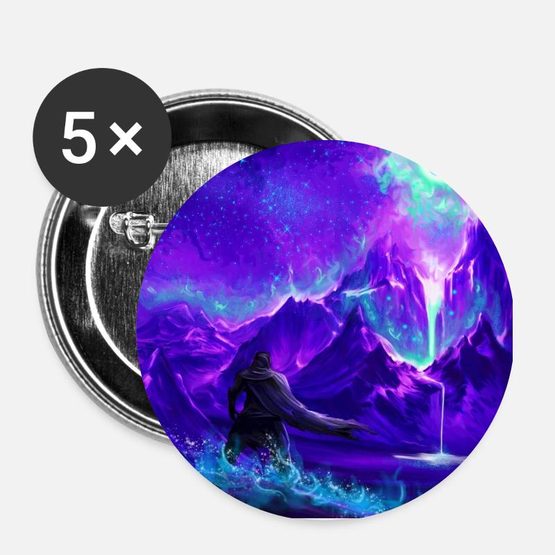 Wanderers in science fiction landscape - Buttons large 2.2''/56 mm (5-pack) - white