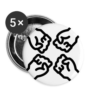 Team logo fist and hands - Buttons large 2.2''/56 mm (5-pack) - white - Front