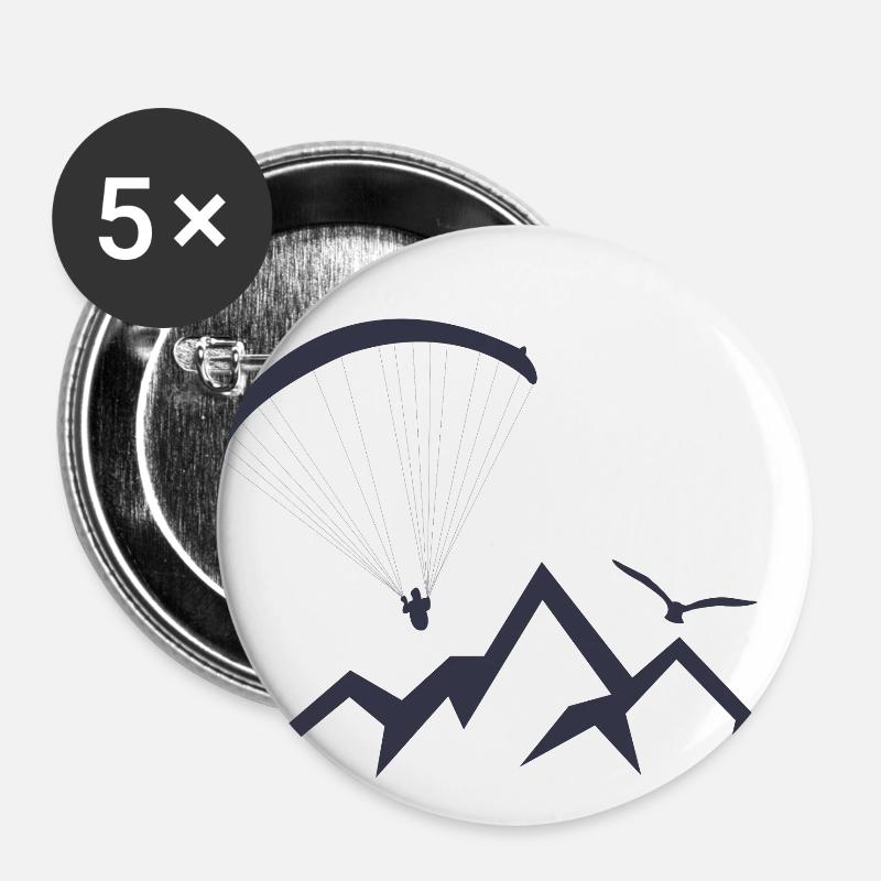 Paragliding Mountains gift idea - Buttons large 2.2''/56 mm (5-pack) - white