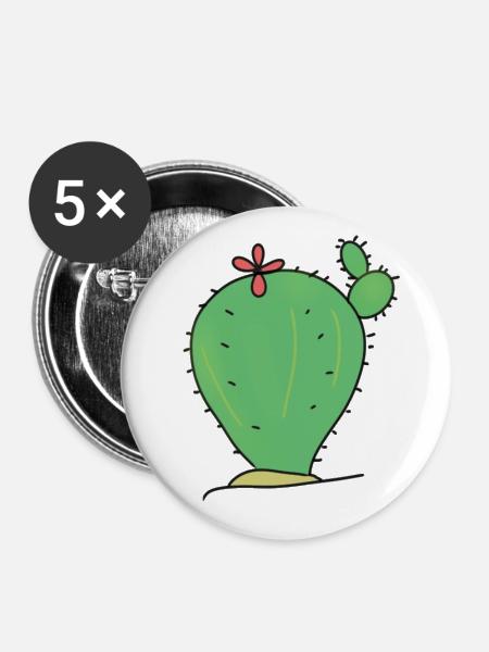 KAKTUS CACTUS - Buttons groß 56 mm (5er Pack) - Weiß