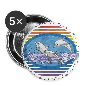 dolphins - Buttons large 2.2''/56 mm (5-pack) - white - Front