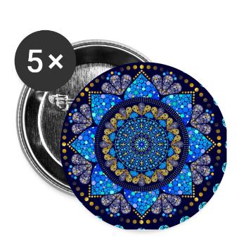 Mandala blau türkis gold - Buttons groß 56 mm (5er Pack) - Weiß - Vorne