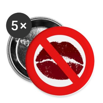 Küssen verboten Kußmund Lippen Kuß Verbot Abstand - Buttons groß 56 mm (5er Pack) - Weiß - Vorne