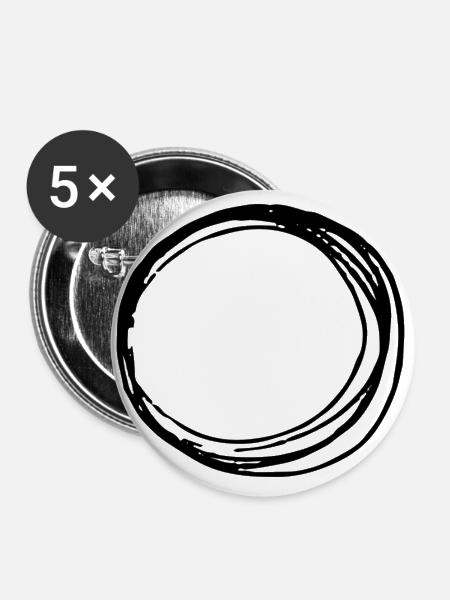 Kunst Kreis Umrandung Unendlichkeit - Buttons groß 56 mm (5er Pack) - Weiß