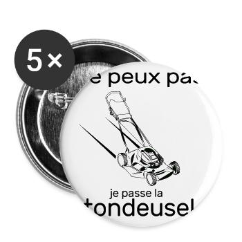 Je peux pas je passe la tondeuse à gazon jardin - Lot de 5 grands badges (56 mm) - blanc - Devant