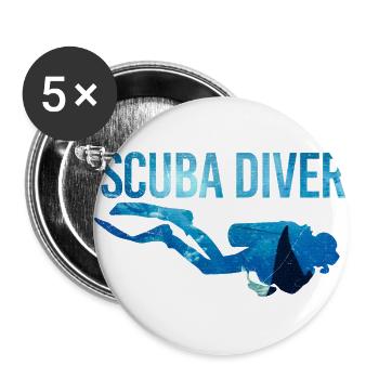 Double Exposure Tauchen Scuba Diver Geschenkidee - Buttons groß 56 mm (5er Pack) - Weiß - Vorne
