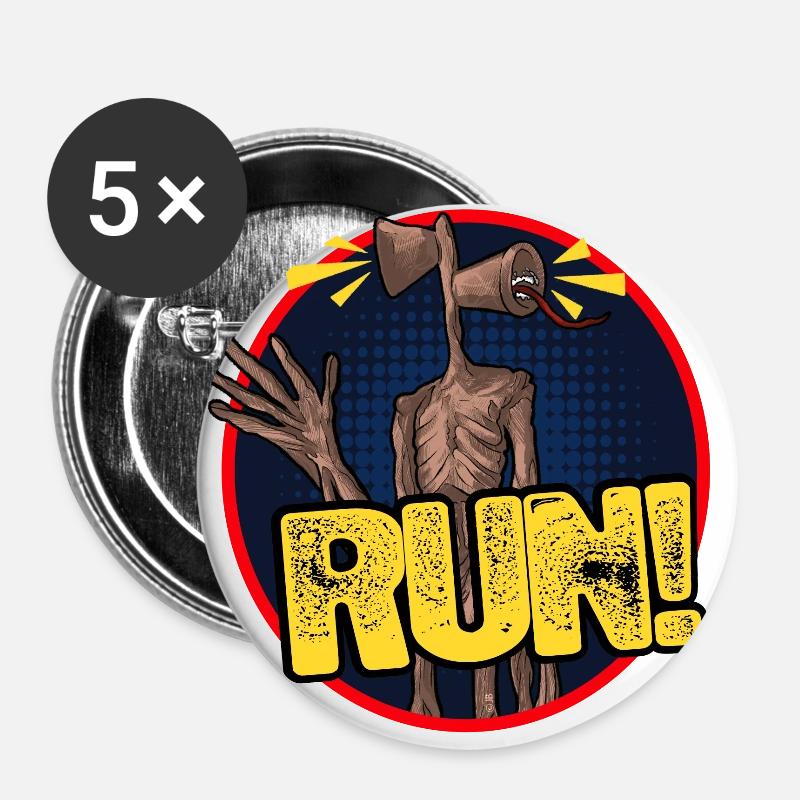 Siren Head! Run! - Buttons large 2.2''/56 mm (5-pack) - white