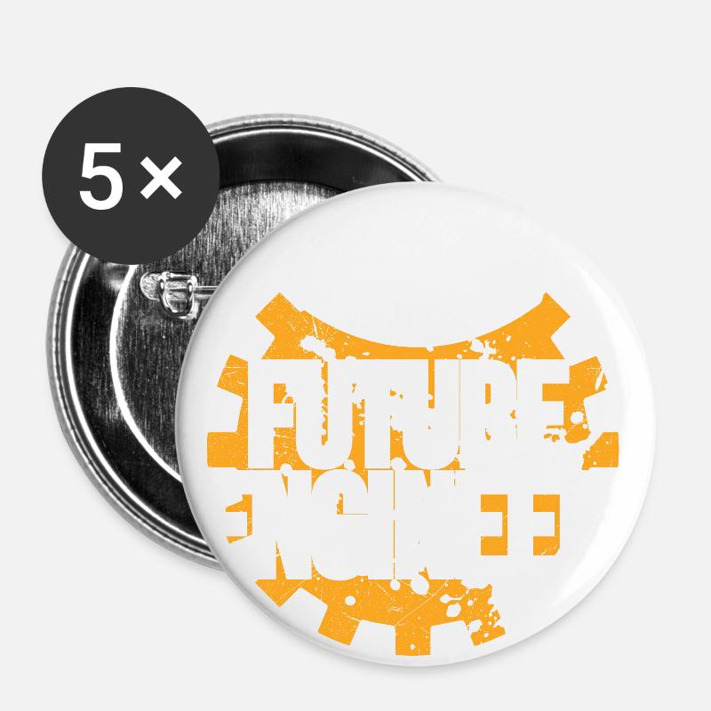 Idea regalo per bambini Future Engineer - Confezione da 5 spille grandi (56 mm) - bianco