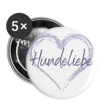 Hundeliebe - Buttons groß 56 mm (5er Pack) - Weiß - Vorne