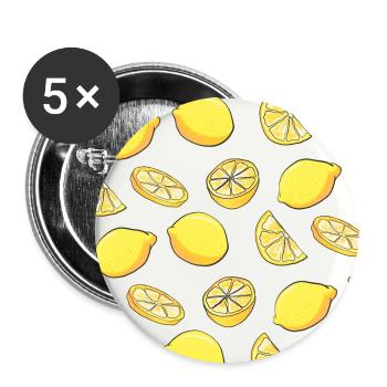 Obst Sommer Muster Zitronen Muster Zitronen Citrus - Buttons groß 56 mm (5er Pack) - Weiß - Vorne