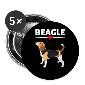 Beagle - Buttons groß 56 mm (5er Pack) - Weiß - Vorne