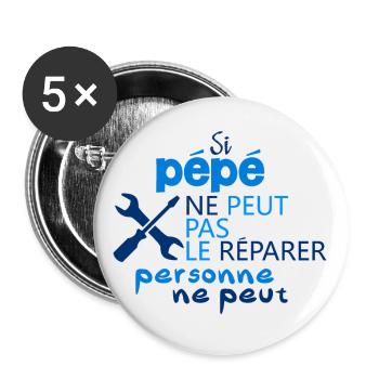 Si pépé ne peut pas le réparer personne ne peut - Lot de 5 grands badges (56 mm) - blanc - Devant