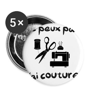 Je peux pas j'ai couture facile débutant mariage - Lot de 5 grands badges (56 mm) - blanc - Devant