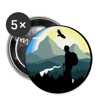 Mountains, hiking, wilderness - man - Buttons large 2.2''/56 mm (5-pack) - white - Front