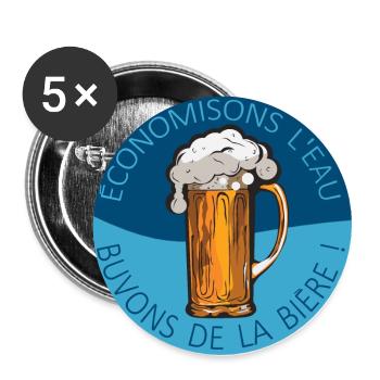 economisons eau buvons biere alcool humour - Lot de 5 grands badges (56 mm) - blanc - Devant