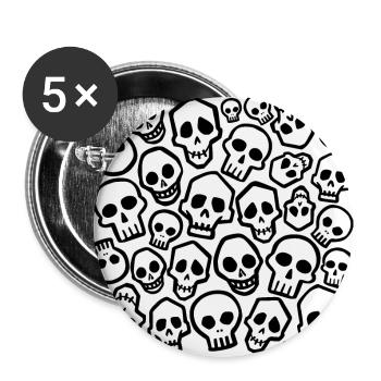 Skull Head Hunter - Buttons large 2.2''/56 mm (5-pack) - white - Front