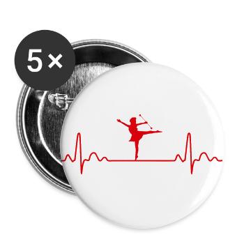 Heartbeat Baton Twirling Funny Gift Idea - Buttons large 2.2''/56 mm (5-pack) - white - Front