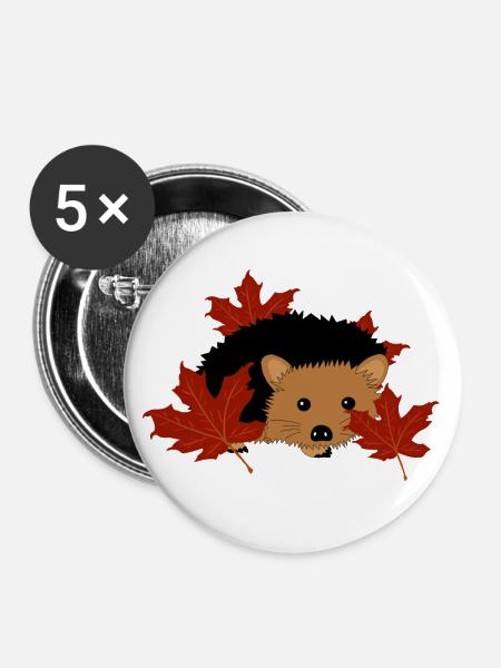 Herbst - Buttons groß 56 mm (5er Pack) - Weiß