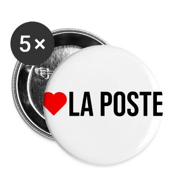 j'aime la poste facteur livraison - Lot de 5 grands badges (56 mm) - blanc - Devant