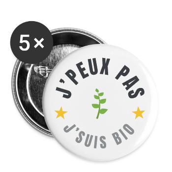 je peux pas je suis bio - Lot de 5 grands badges (56 mm) - blanc - Devant